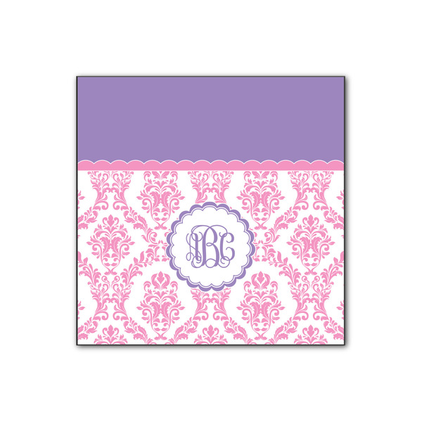 Custom Pink, White & Purple Damask Wood Print - 12x12 (Personalized)