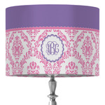 Pink, White & Purple Damask 16" Drum Lamp Shade - Fabric (Personalized)
