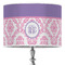 Pink, White & Purple Damask 16" Drum Lampshade - ON STAND (Poly Film)