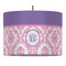 Pink, White & Purple Damask Drum Pendant Lamp (Personalized)
