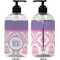 Pink, White & Purple Damask 16 oz Plastic Liquid Dispenser (Approval) - Black