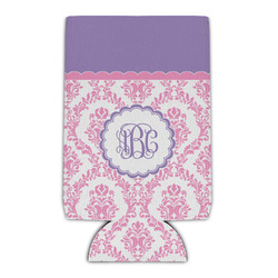 Pink, White & Purple Damask Can Cooler (Personalized)