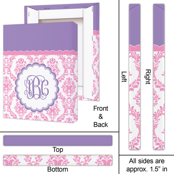 Pink, White & Purple Damask 16x20 - Canvas Print - Approval