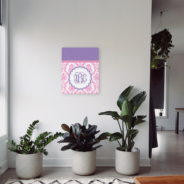 Pink, White & Purple Damask 16x20 - Canvas Print - In Context