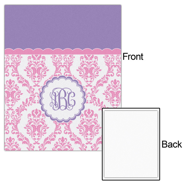 Pink, White & Purple Damask 16x20 - Matte Poster - Front & Back