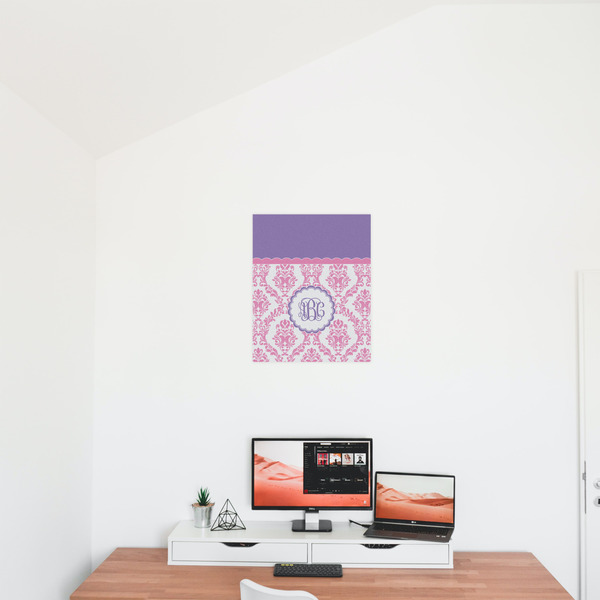 Pink, White & Purple Damask 16x20 - Matte Poster - On the Wall