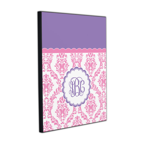 Pink, White & Purple Damask 16x20 Wood Print - Angle View