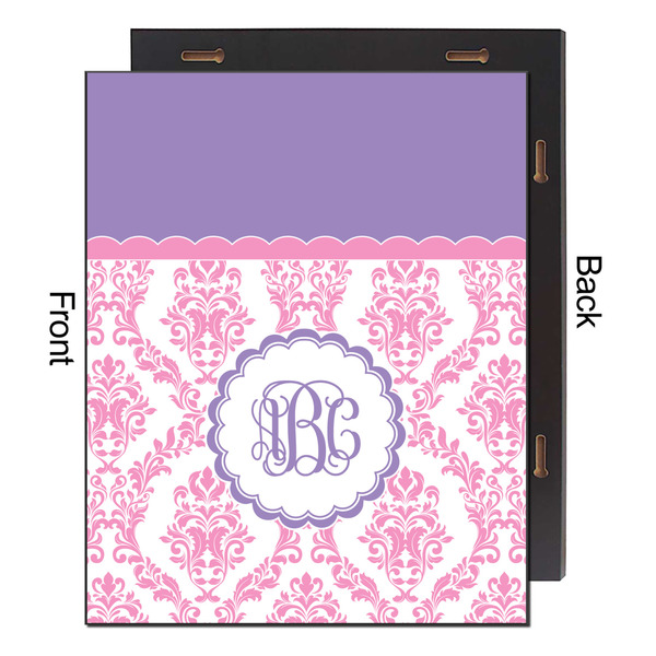 Pink, White & Purple Damask 16x20 Wood Print - Front & Back View