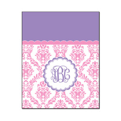 Pink, White & Purple Damask Wood Print - 16x20 (Personalized)