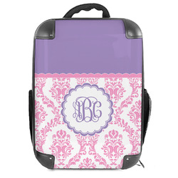 Pink, White & Purple Damask Hard Shell Backpack (Personalized)