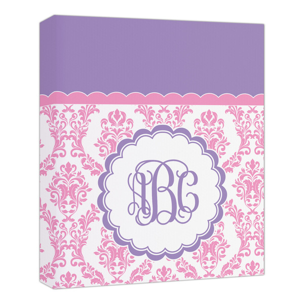 Custom Pink, White & Purple Damask Canvas Print - 20x24 (Personalized)