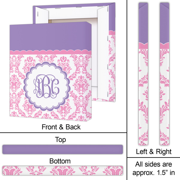 Pink, White & Purple Damask 20x24 - Canvas Print - Approval