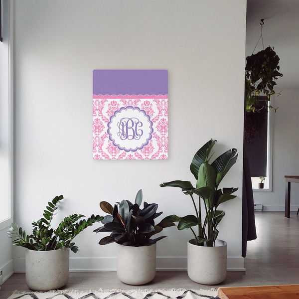Pink, White & Purple Damask 20x24 - Canvas Print - In Context