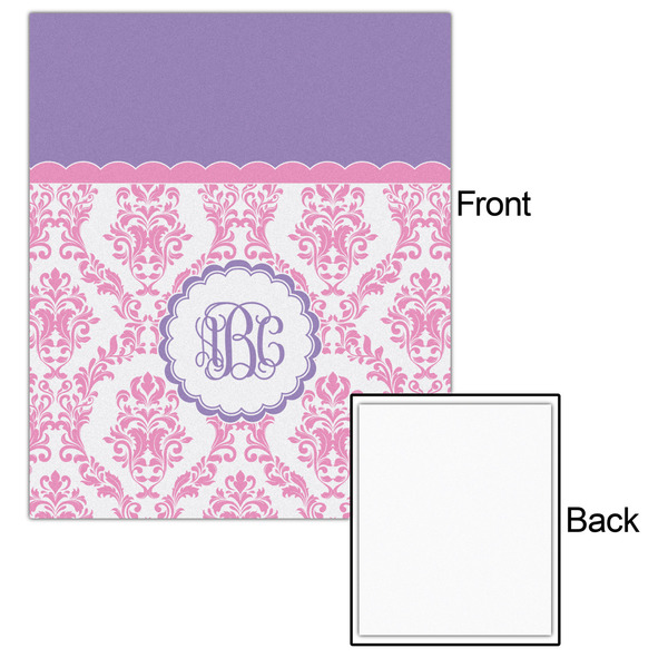 Pink, White & Purple Damask 20x24 - Matte Poster - Front & Back