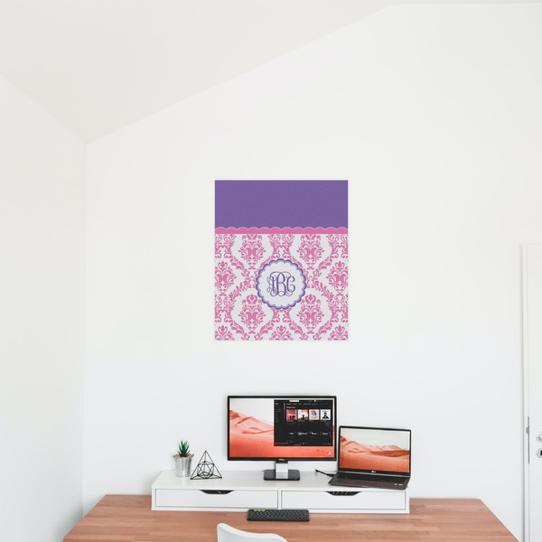 Pink, White & Purple Damask 20x24 - Matte Poster - On the Wall