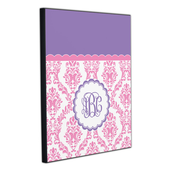 Pink, White & Purple Damask 20x24 Wood Print - Angle View