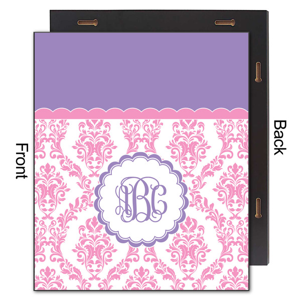 Pink, White & Purple Damask 20x24 Wood Print - Front & Back View