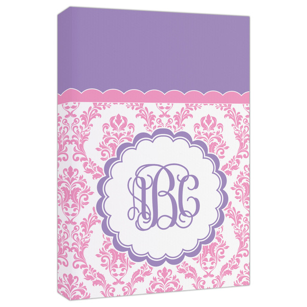 Custom Pink, White & Purple Damask Canvas Print - 20x30 (Personalized)