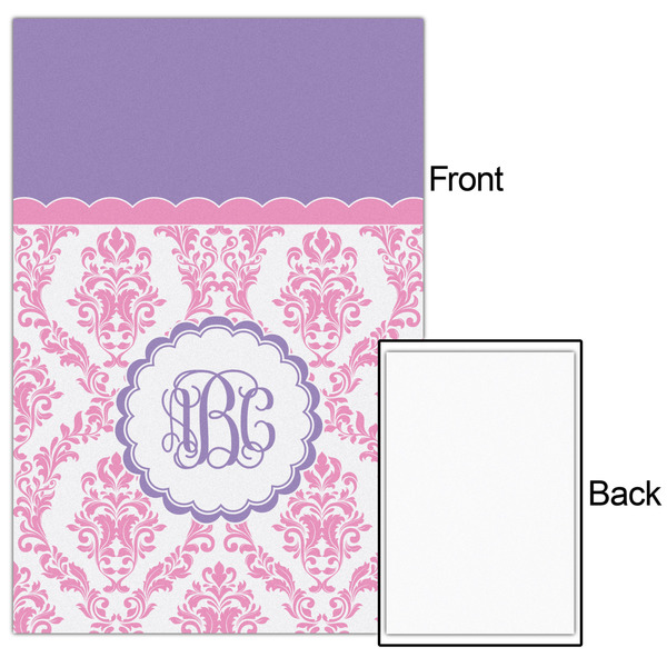 Pink, White & Purple Damask 20x30 - Matte Poster - Front & Back