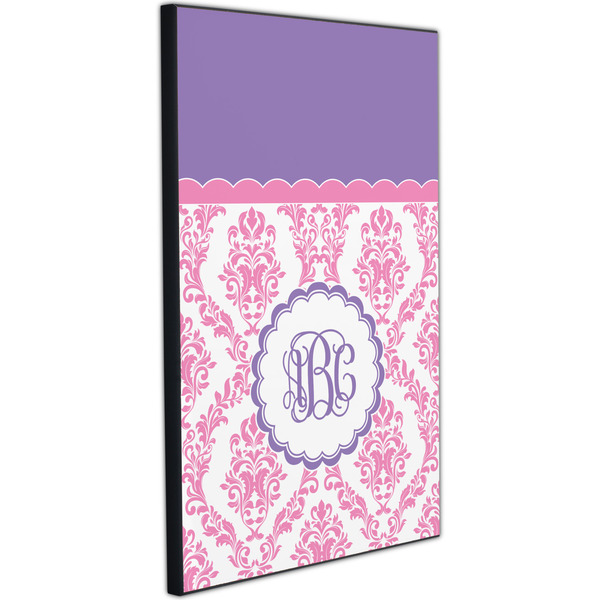 Pink, White & Purple Damask 20x30 Wood Print - Angle View