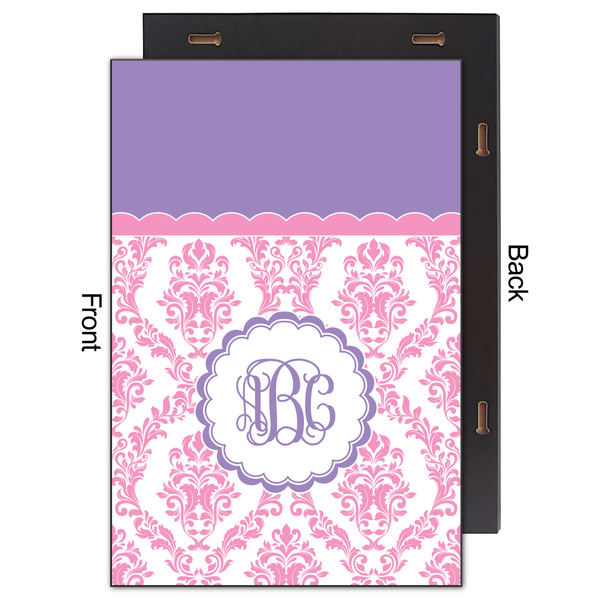 Pink, White & Purple Damask 20x30 Wood Print - Front & Back View