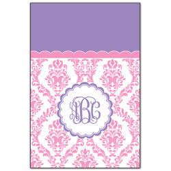 Pink, White & Purple Damask Wood Print - 20x30 (Personalized)