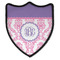 Pink, White & Purple Damask Iron On Shield Patch B w/ Monogram