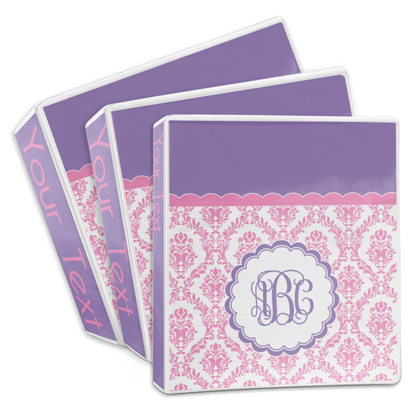 Pink, White & Purple Damask 3-Ring Binder Group
