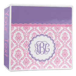 Pink, White & Purple Damask 3-Ring Binder - 2 inch (Personalized)
