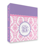 Pink, White & Purple Damask 3 Ring Binder - Full Wrap - 2" (Personalized)