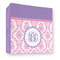 Pink, White & Purple Damask 3 Ring Binders - Full Wrap - 3" - FRONT