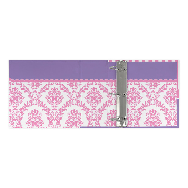 Pink, White & Purple Damask 3 Ring Binders - Full Wrap - 3" - OPEN INSIDE