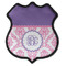 Pink, White & Purple Damask Iron On Shield Patch C w/ Monogram