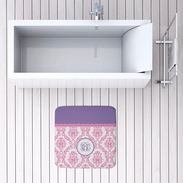Pink, White & Purple Damask 48x48 Foam Memory Mat - LIFESTYLE