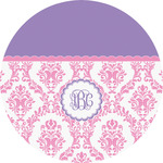 Pink, White & Purple Damask Multipurpose Round Labels - 5" (Personalized)
