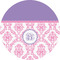 Pink, White & Purple Damask Multipurpose Round Labels - 5" (Personalized)