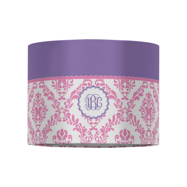 Pink, White & Purple Damask 8" Drum Lampshade - FRONT (Fabric)
