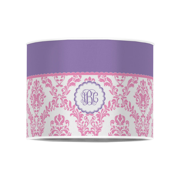 Pink, White & Purple Damask 8" Drum Lampshade - FRONT (Poly Film)