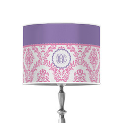 Pink, White & Purple Damask 8" Drum Lamp Shade - Poly-film (Personalized)