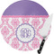 Pink, White & Purple Damask Round Glass Cutting Board - Small (Personalized)