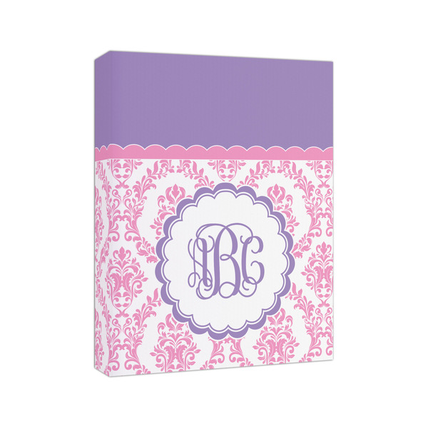 Pink, White & Purple Damask 8x10 - Canvas Print - Angled View