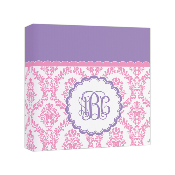 Custom Pink, White & Purple Damask Canvas Print - 8x8 (Personalized)