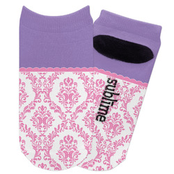 Pink, White & Purple Damask Adult Ankle Socks