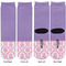 Pink, White & Purple Damask Adult Crew Socks - Double Pair - Front and Back - Apvl