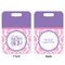 Pink, White & Purple Damask Aluminum Luggage Tag (Front + Back)