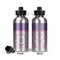 Pink, White & Purple Damask Aluminum Water Bottle - Front and Back