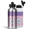 Pink, White & Purple Damask Aluminum Water Bottles - MAIN (white &silver)