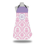 Pink, White & Purple Damask Apron w/ Monogram