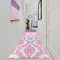 Pink, White & Purple Damask Area Rug Sizes - In Context (vertical)