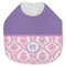 Pink, White & Purple Damask Jersey Knit Baby Bib w/ Monogram